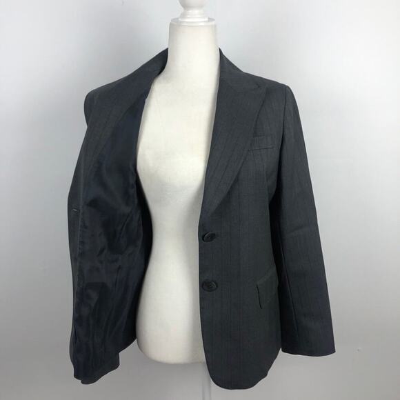 Lafayette 148 Office Siren Pinstripe Gray 100% Wool Blazer Jacket 8P - Picture 10 of 14
